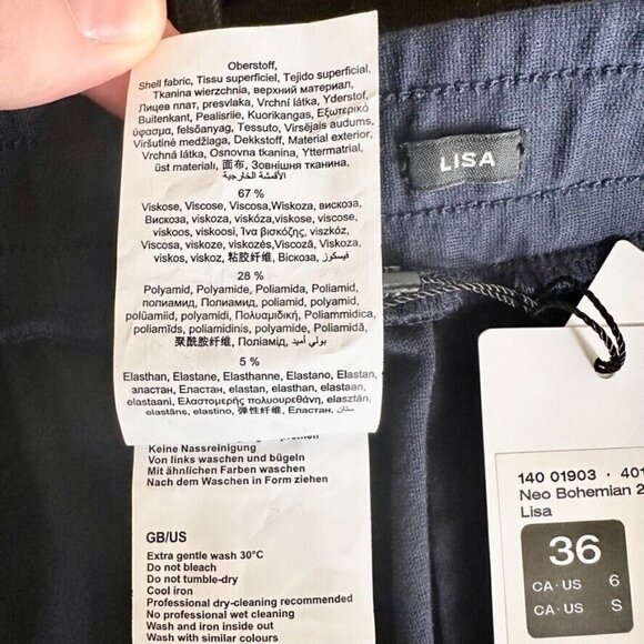 Olsen Womens Lisa Straight Leg Pants Size S Neo Bohemian Navy Blue Comfort NWT - Picture 11 of 13